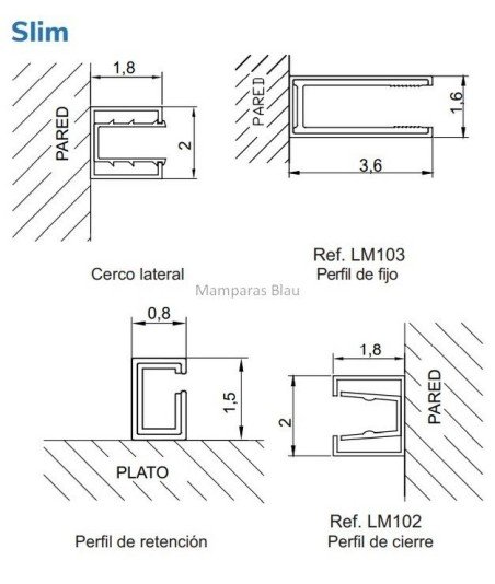 Mampara ducha rectangular en acero Inoxidable | Slim LM103