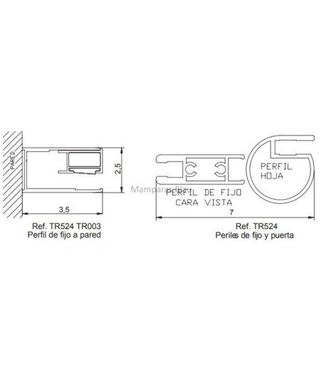Mampara de ducha fija más una puerta abatible 【serie 300 TR524】