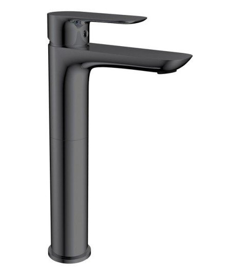 Grifo titanio negro caño alto de lavabo en Cassio