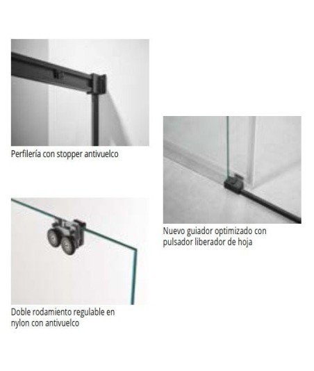 Mampara de ducha angular titanio 2 fijos y 2 correderas ▷ Basic GME