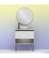 Mueble baño blanco - lavabo sobre encimera redondo - Yoko Top Amizuva