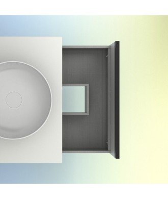 Mueble baño blanco - lavabo sobre encimera redondo - Yoko Top Amizuva