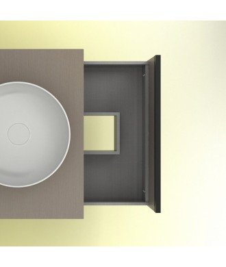 Mueble baño fumé arenado- lavabo sobre encimera redondo - Yoko Top