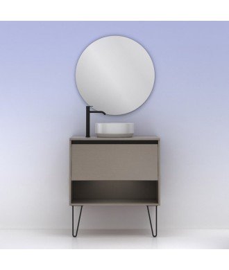 Mueble baño fumé arenado- lavabo sobre encimera redondo - Yoko Top