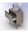 Mueble baño fumé arenado- lavabo sobre encimera redondo - Yoko Top