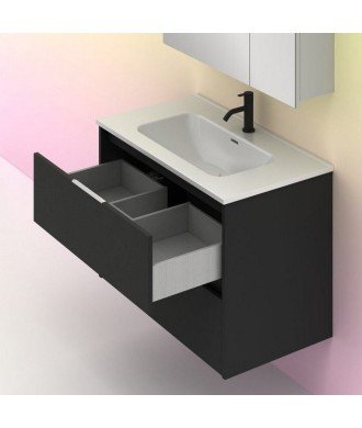 Mueble de baño 2 cajones antracita brillo Suki Amizuva