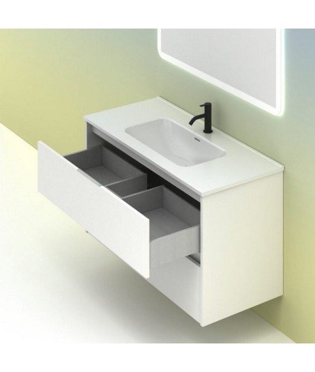 Mueble de baño 2 cajones blanco brillo Suki Amizuva