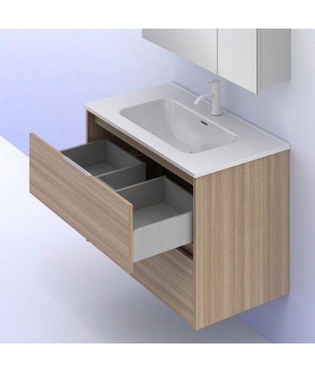 Mueble de baño 2 cajones nogal arenado Suki Amizuva