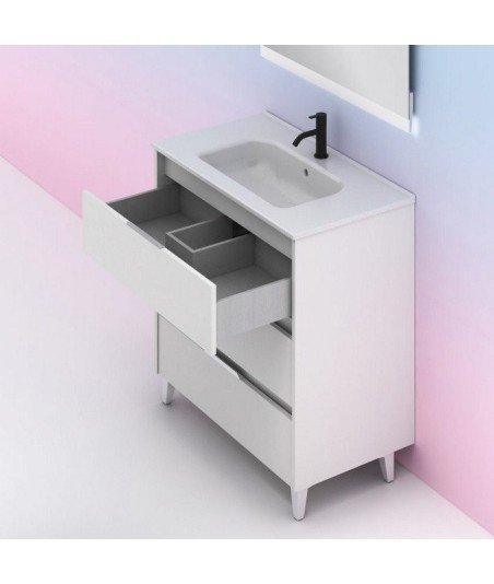 Mueble de baño 3 blanco brillo Suki Amizuva