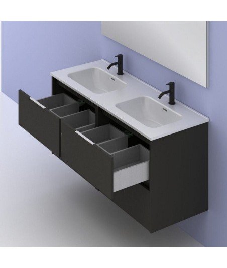 Mueble de baño 4 cajones antracita brillo Suki Amizuva