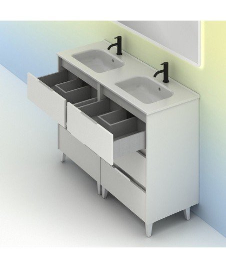 Mueble de baño 6 cajones blanco brillo Suki Amizuva