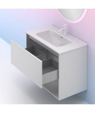 Mueble de baño 1 cajón blanco brillo NIwa Amizuva