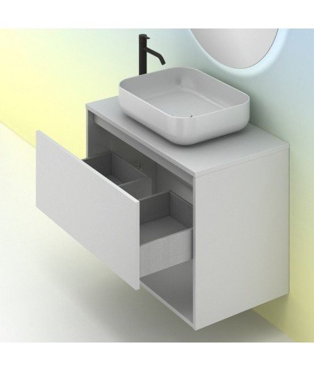 Mueble de baño lavabo sobre encimera - blanco brillo Niwa top Amizuva