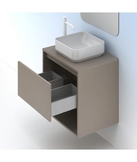 Mueble de baño lavabo sobre encimera - fumé arenado Niwa top Amizuva