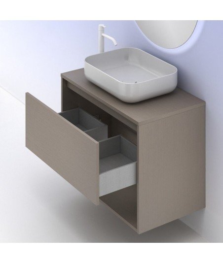 Mueble de baño lavabo sobre encimera - fumé arenado Niwa top Amizuva