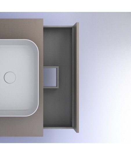 Mueble de baño lavabo sobre encimera - fumé arenado Niwa top Amizuva