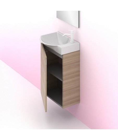Mueble de baño de 45 1 cajón - nogal arenado oferta Mika Amizuva