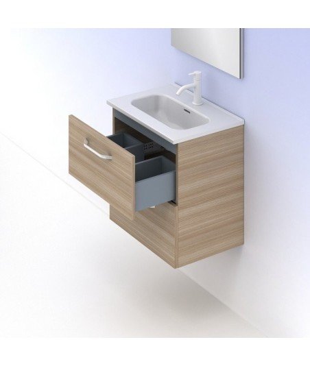 Mueble de baño de 50 2 cajones - nogal arenado Hone Amizuva