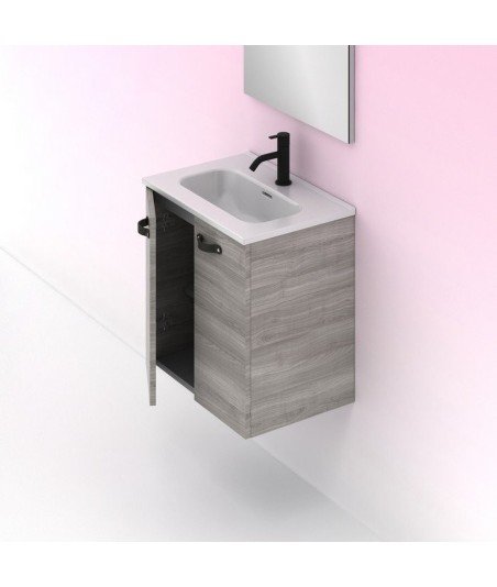 Mueble de baño 2 cajones ancho 50 - gris arenado Aneko Amizuva