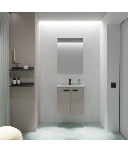 Mueble de baño 2 cajones ancho 50 - gris arenado Aneko Amizuva