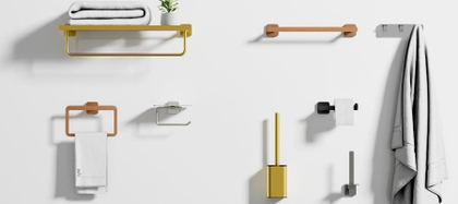 Accesorios de baño: toallero, portarrollos y dosificador