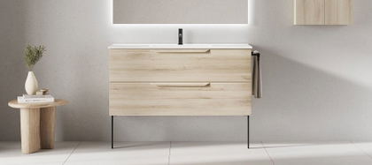 Mueble de baño suspendido con dos cajones y lavabo
